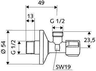 Schell Kampinis ventilis 052170699, 1/2 išoriniai sriegiai