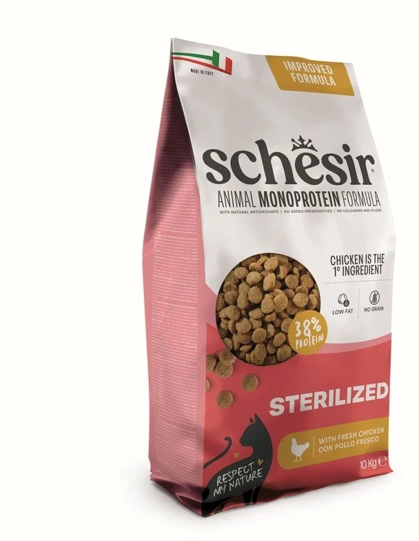 SCHESIR Animal Mono Protein Formula Sterilized vištiena – sausas pašaras katei – 10 kg
