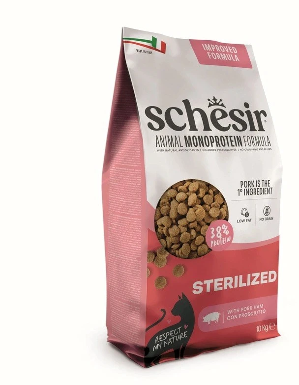 SCHESIR Animal Mono Protein Formula Sterilized pork ham – sausas pašaras katei – 10 kg