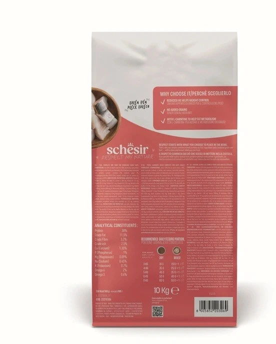 SCHESIR Animal Mono Protein Formula Sterilized fish – sausas pašaras katei – 10 kg