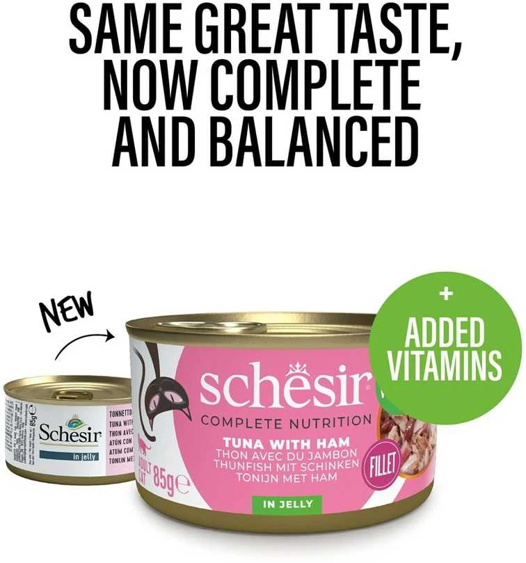 Agras Pet Foods Drėgnas Kačių Maistas - Schesir Želė Su Tunu Ir Kumpiu 85 g