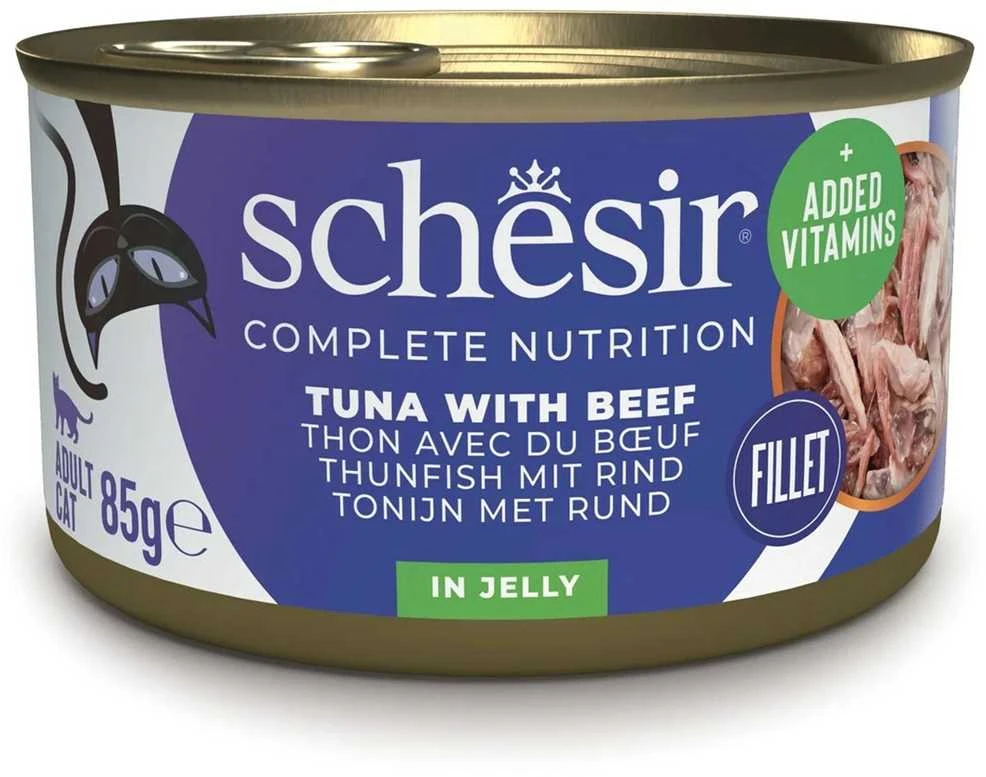 SCHESIR Tunas su jautiena želė - šlapias kačių maistas - 85g