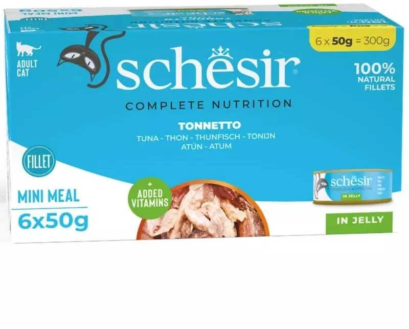 SCHESIR tunas drebučiuose - šlapias kačių ėdalas - 6 x 50 g