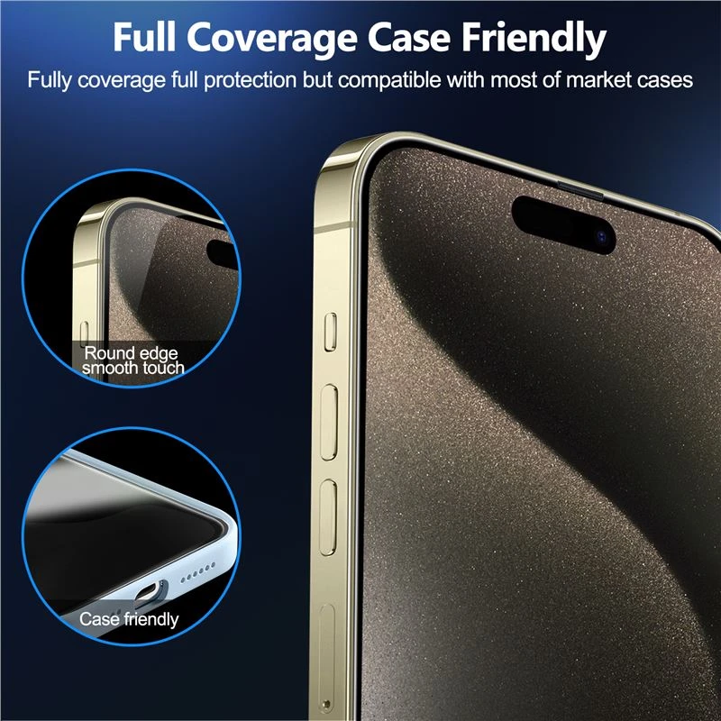 Apsauginis stiklas Mobile Origin Privacy Screen Guard iPhone 15 Pro su lengvai užsegamu aplikatoriumi, 2 vnt. pakuotėje