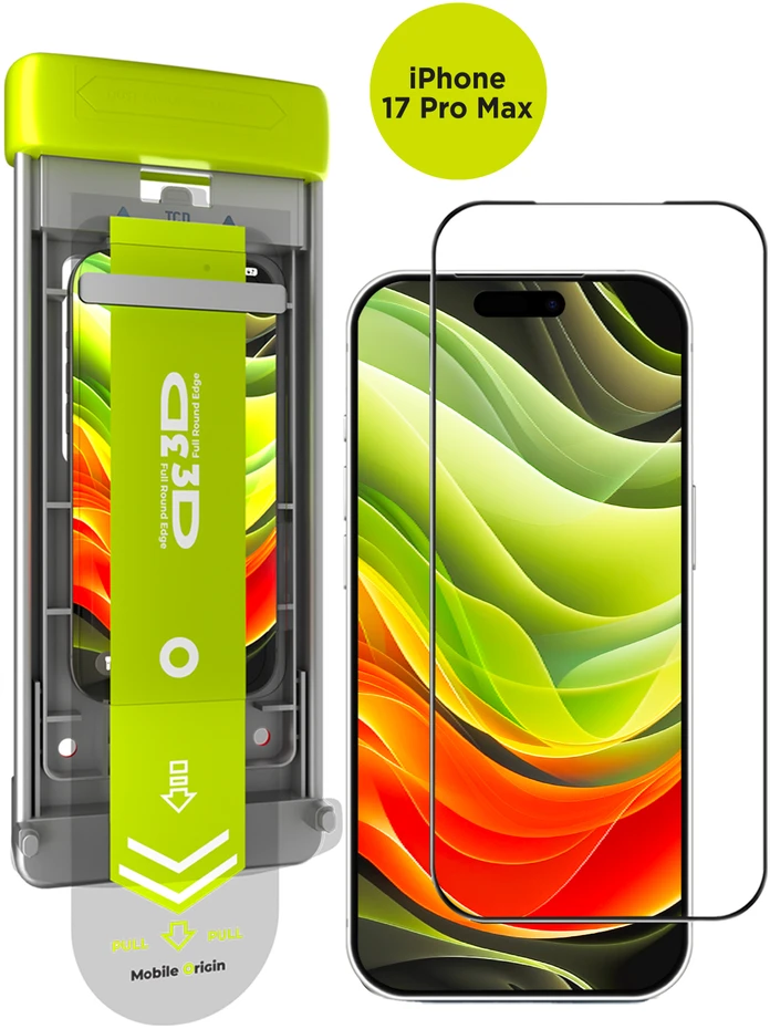 Nezatříděno Ekrano stiklo apsauginiai stiklai „Mobile Origin Screen Guard 3D AR“ su aplikatoriumi PRO iPhone 17 Pro Max