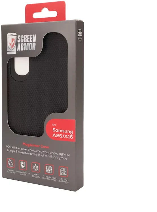 ScreenArmor MagArmor Case Apsauginis MagSafe Dėklas Samsung Galaxy A26/A16 juodos spalvos