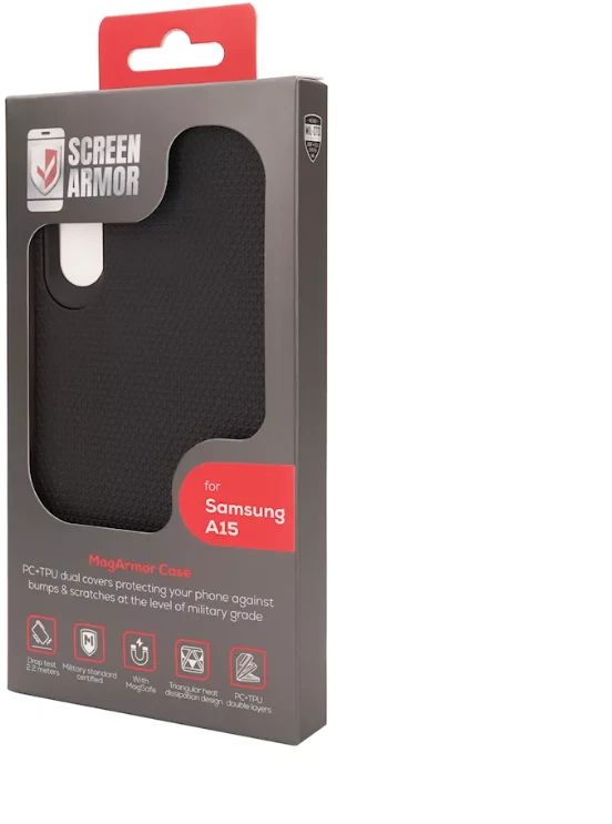 ScreenArmor MagArmor Case Apsauginis MagSafe Dėklas Samsung Galaxy A15 juodos spalvos