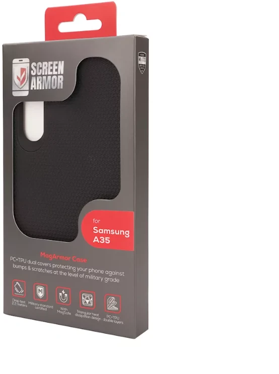 ScreenArmor MagArmor Case Apsauginis MagSafe Dėklas Samsung Galaxy A35 juodos spalvos