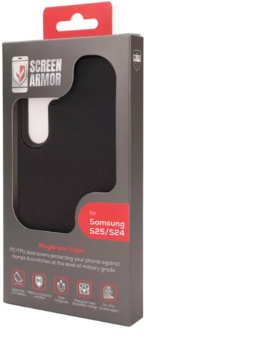 ScreenArmor MagArmor Dėklas Samsung S25/S24, juodas