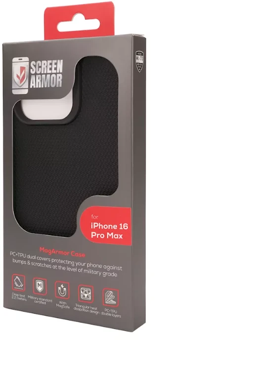 ScreenArmor MagArmor Dėklas iPhone 16 Pro Max, juodas