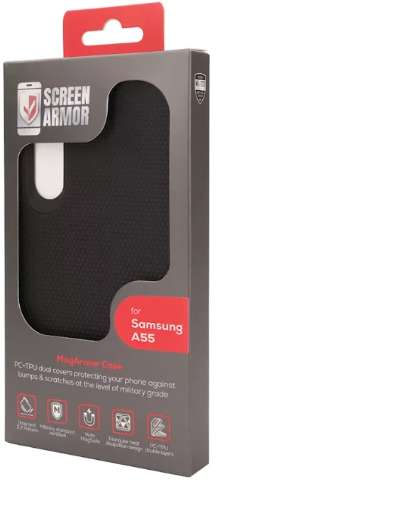 ScreenArmor MagArmor Case Apsauginis MagSafe Dėklas Samsung Galaxy A55 juodos spalvos