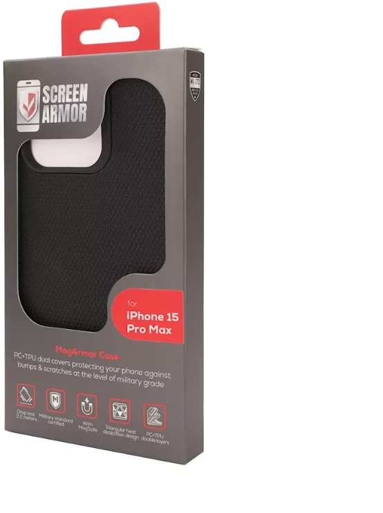 ScreenArmor MagArmor Dėklas iPhone 15 Pro Max, juodas