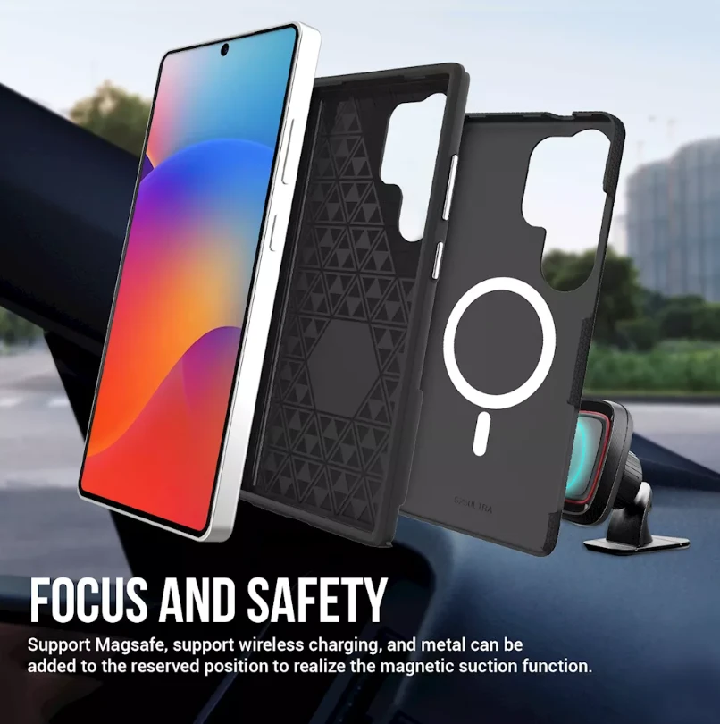 ScreenArmor MagArmor Case Apsauginis MagSafe Dėklas Samsung Galaxy S25 Ultra juodos spalvos