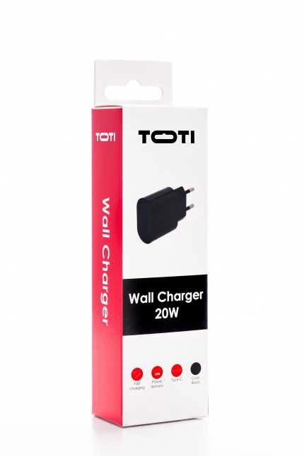 SEEK TOTI 20W Type-C PD Portable Wall Fast Charger, Juodas