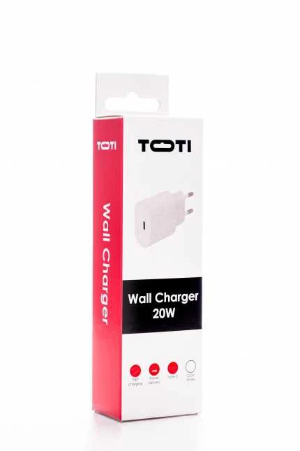 SEEK TOTI 20W Type-C PD Portable Wall Fast Charger, Baltas