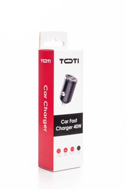 SEEK TOTI 40W Dual Type-C Port Car Fast Charger, Juodas