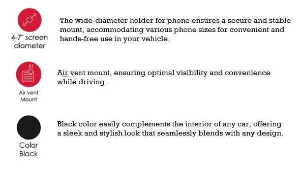 SEEK TOTI Mini Car Air Vent Phone Holder, Juodas