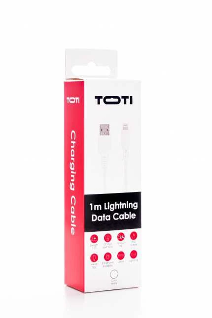 SEEK TOTI USB A to Lightning, 1m PVC Data Cable 2A (non-MFI), Baltas