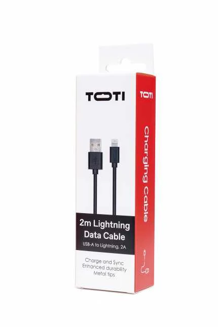 SEEK TOTI USB-A to Lightning, 2m PVC Data Cable 2A (non-MFI), Juodas