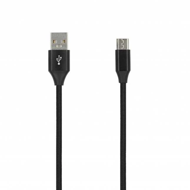 SEEK TOTI USB A to Micro USB, 2m Braided cable 2A, Juodas