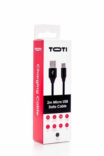SEEK TOTI USB A to Micro USB, 2m Braided cable 2A, Juodas