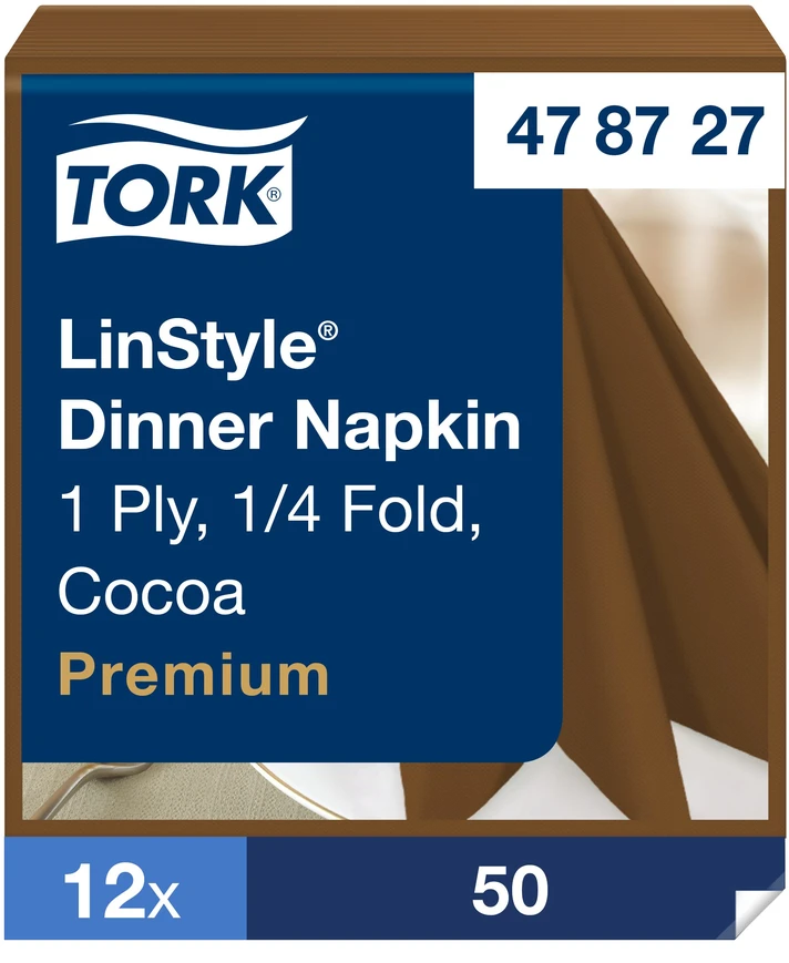 Servetėlės Tork LinStyle (478727), vakarienės, 1 sluoksnis, 50vnt.,kakavinės spalvos