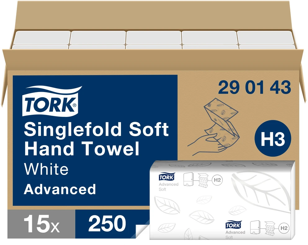 Servetėlės Tork Singlefold Advanced H3 (290143), 2 sluoksniai, baltos spalvos, 250 lapelių