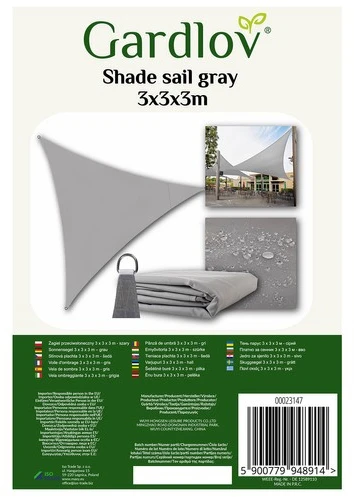 Sunshade sail 3x3x3m pilka Gardlov 23147