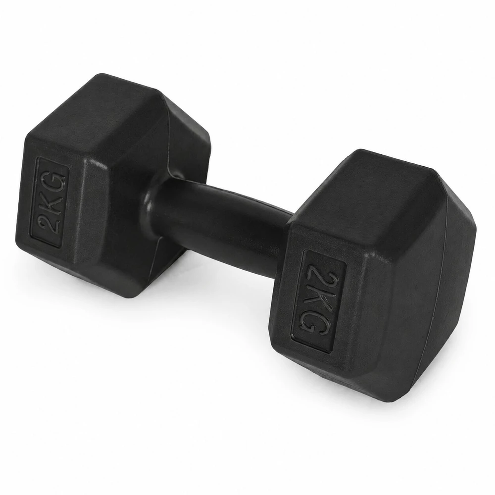 Šešiakampiių juodų hantelių rinkinys 2x2 kg MOVEPRO