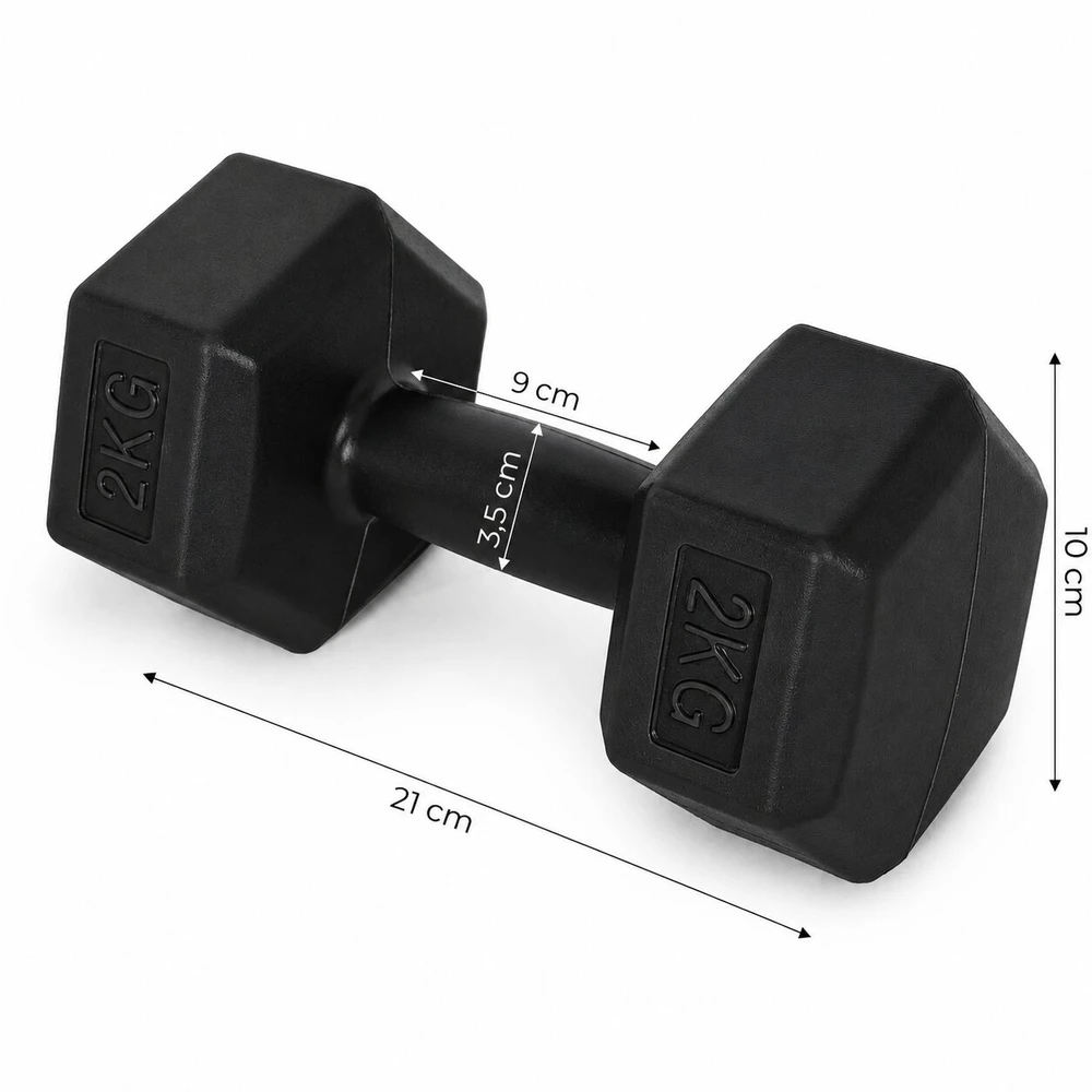 Šešiakampiių juodų hantelių rinkinys 2x2 kg MOVEPRO