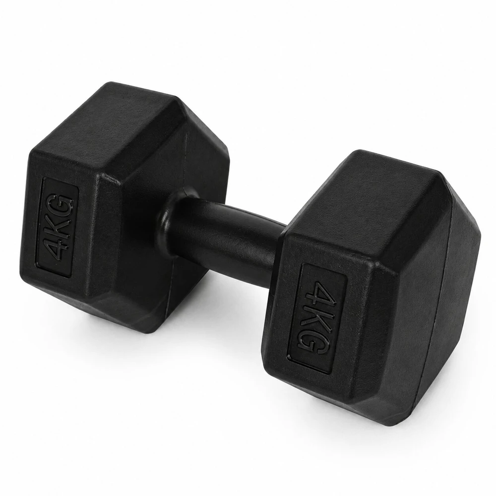 Šešiakampiių juodų hantelių rinkinys 2x4 kg MOVEPRO