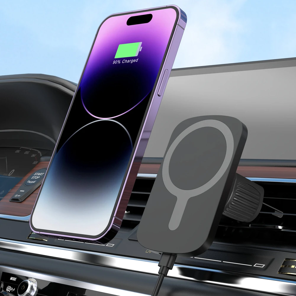 Setty automobilinis laikiklis MS su belaidžiu įkrovimu IUM1-01 juodas
