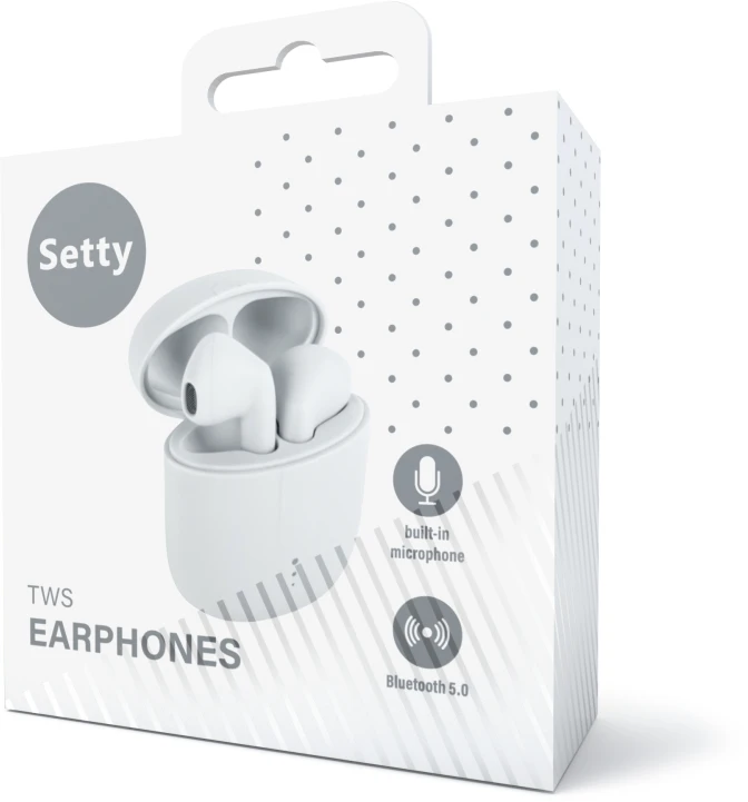 TelForceone "Setty" "Bluetooth" ausinės TWS su įkrovimo dėklu TWS-0 baltos spalvos