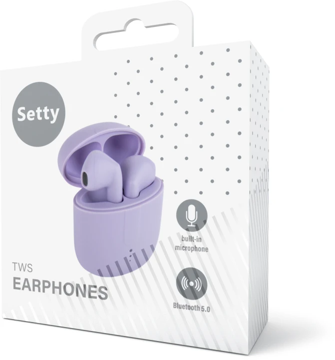 TelForceone "Setty" "Bluetooth" ausinės TWS su įkrovimo dėklu STWS-19 lilac