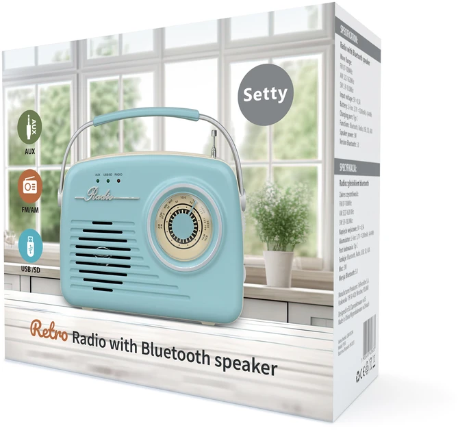 Setty Bluetooth garsiakalbis with radio Retro P350 Mėlyna