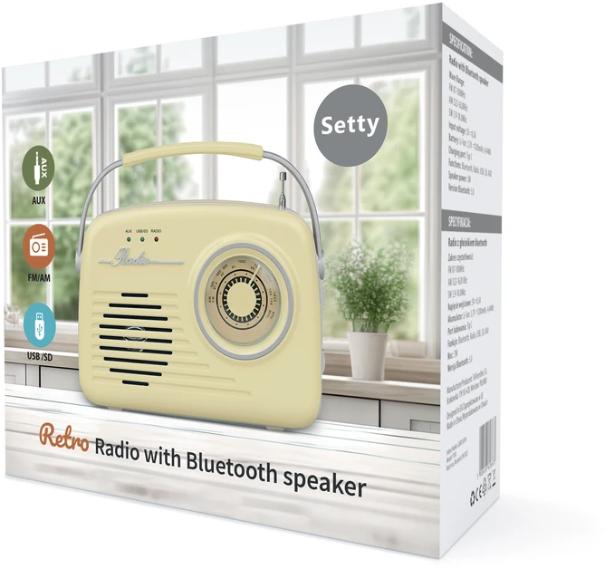 Setty Bluetooth garsiakalbis with radio Retro P350 rusvai gelsvas