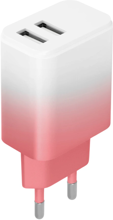 Setty įkroviklis 2x USB 18W LSIG-AA-20 baltas-rožinis gradientas