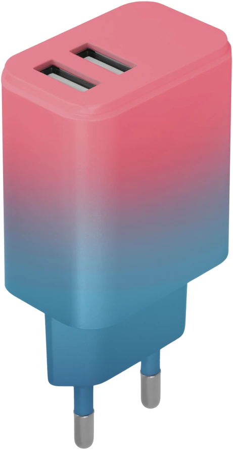 Setty įkroviklis 2x USB 18W LSIG-AA-20 turkio ir rožinės spalvos gradientas