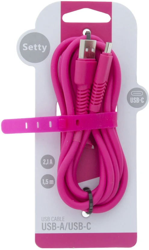 TelForceone Setty kabelis USB - USB-C 1,5 m 2A KSA-C-1.526 rožinis