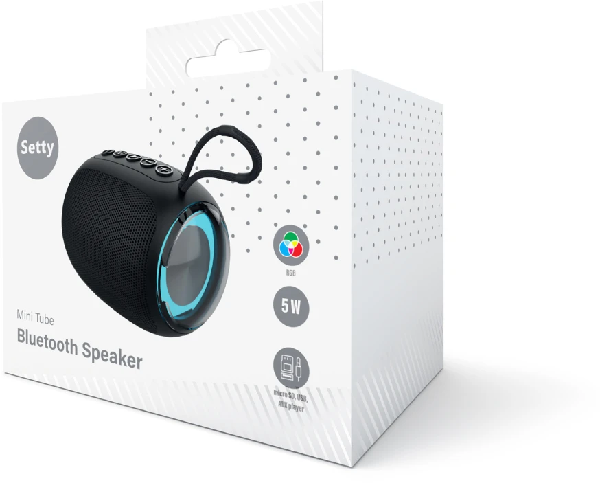 Ausinės TelForceone Setty garsiakalbis mini tube RGB GB-800 juodos spalvos
