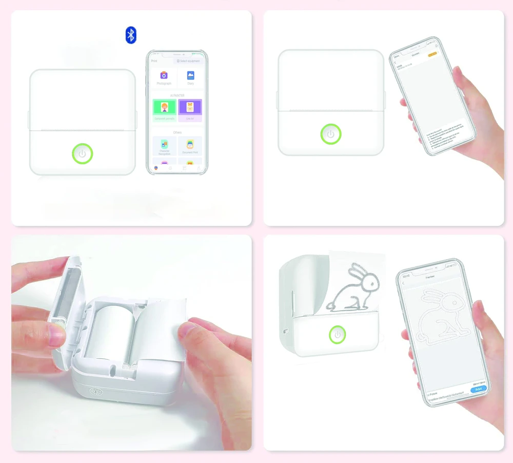 Setty Mini terminis spausdintuvas bluetooth DT1-0 baltas