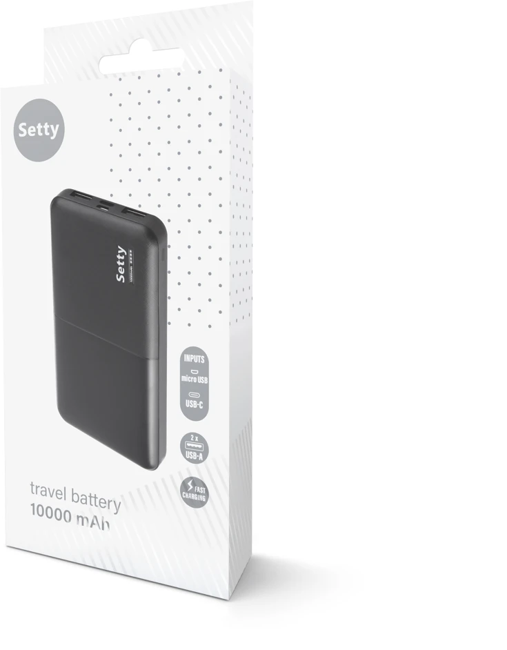 Setty išorinė baterija 10000 mAh SPB-10 juoda