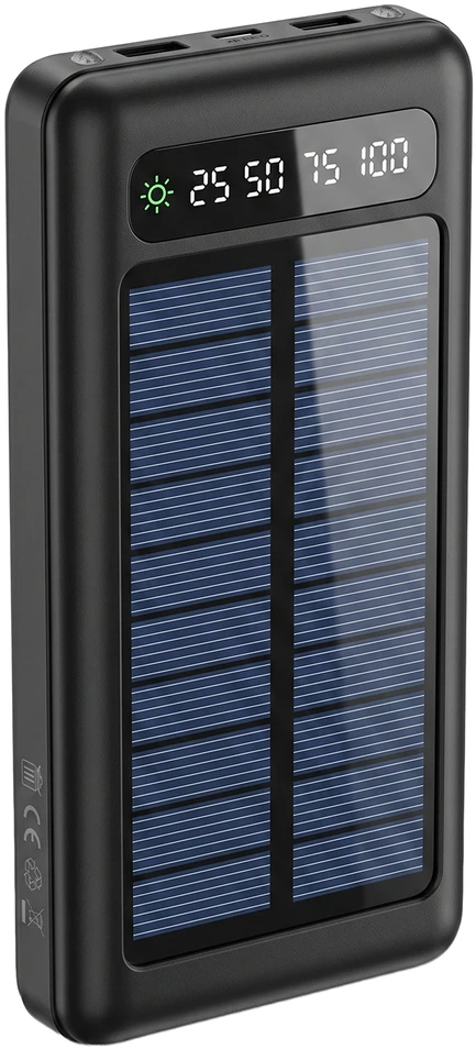 TelForceone "Setty" saulės energijos bankas SLR-100 10000 mAh, juodas