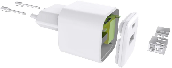 Setty sieninis įkroviklis USB-A + USB-C 20W LSGaN-AC-200 baltas