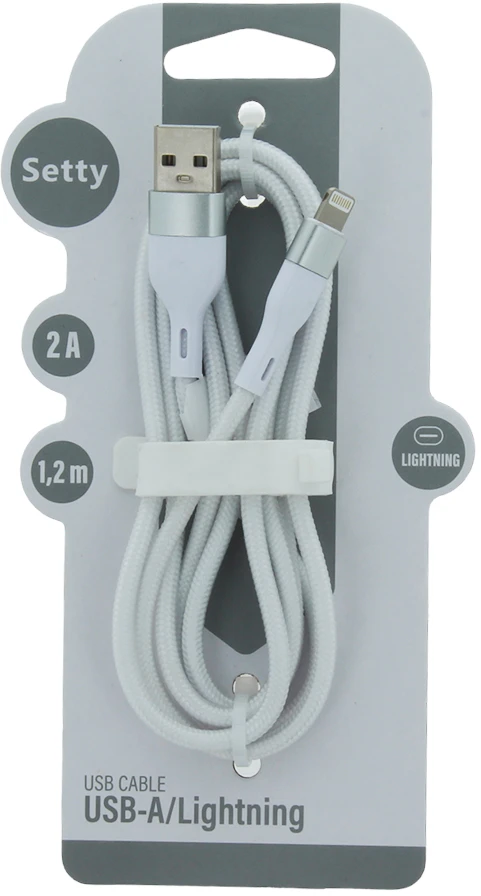 "Setty" USB - "Lightning" kabelis 1,2 m 2A KNA-L-1.220 baltas