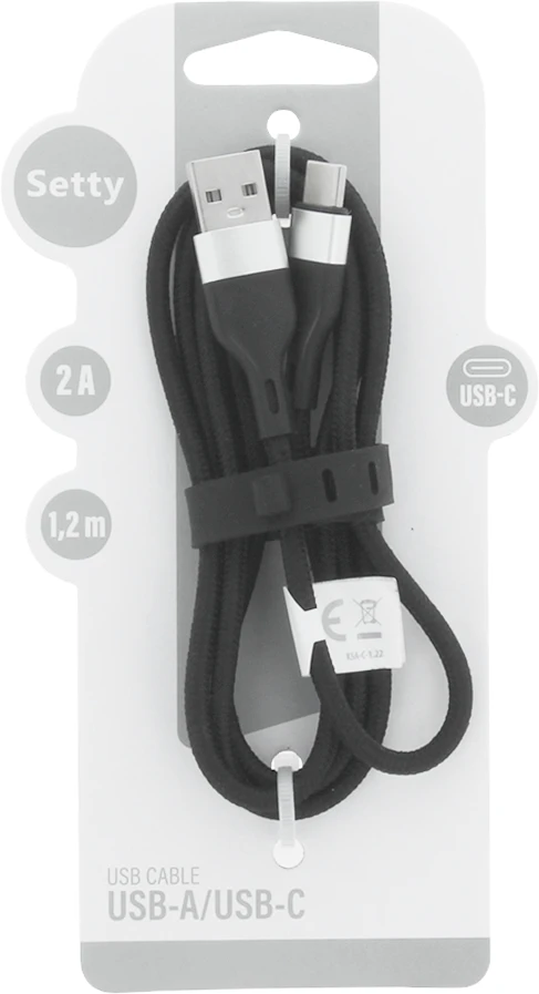 TelForceone "Setty" USB - USB-C kabelis 1,2 m 2A KNA-C-1.221 juodas