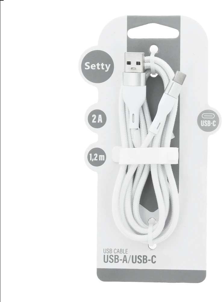 TelForceone "Setty" USB - USB-C kabelis 1,2 m 2A KSA-C-1.220 baltas