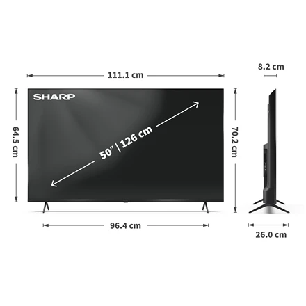 Sharp | 50HL4265E | 50 | Išmanusis televizorius | „Google TV“ | UHD | Juoda