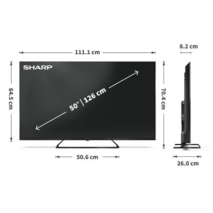 Sharp | 50HP6265E | 50 | Išmanusis televizorius | „Google TV“ | UHD | Juoda