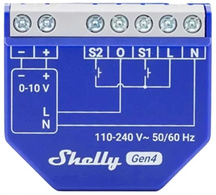 Shelly Dimmer 0/1-10V PM Gen4 šviesos intensyvuno valdiklis